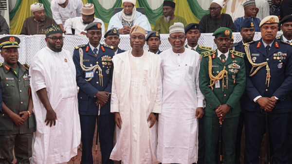 Lagos State Deputy Governor, Dr. Kadri Obafemi Hamzat (middle); Chairman, House Committee on Home Affairs, Hon. AbdulKareem Jubril (3rd right), and Head of Service, Mr. Olabode Agor