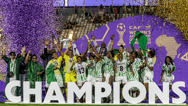 The Super Falcons celebrate their 10th WAFCON title Photo AFP