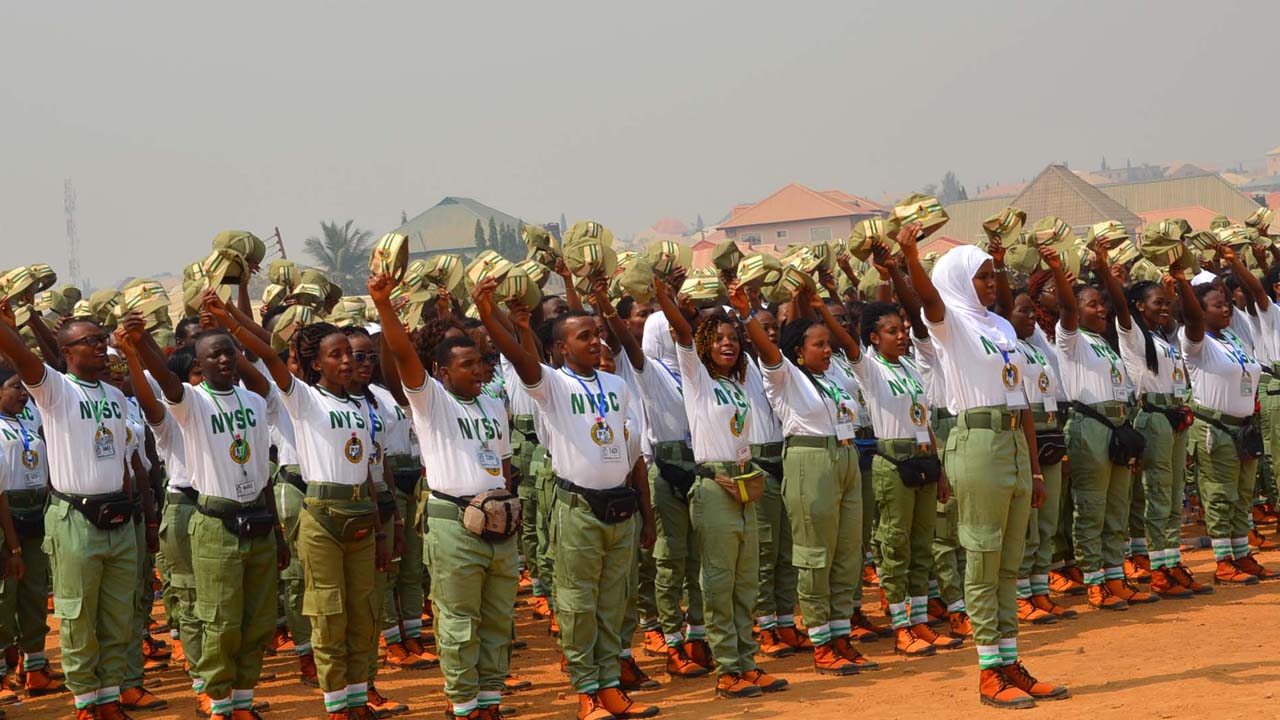 Members of the National Youth Service Corps (NYSC) 2016 Batch ‘B’ Stream 2 cheering during their swearing-in and opening of the Orientation Course at Kubwa in Abuja on January 26, 2017. PHOTO: NAN