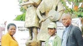 Image result for NYSC Member Constructs Sculptural Piece In Lagos Osueke Chiamaka Juliet