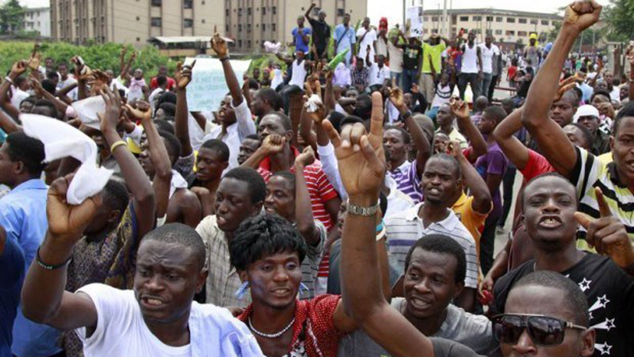 Nigerian students protesting