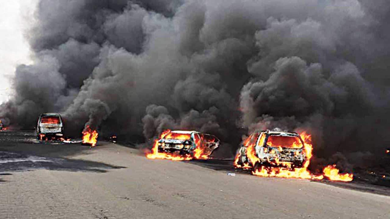 Image result for Update: Nine die, 60 vehicles burnt as fuel-laden truck explodes on Lagos bridge