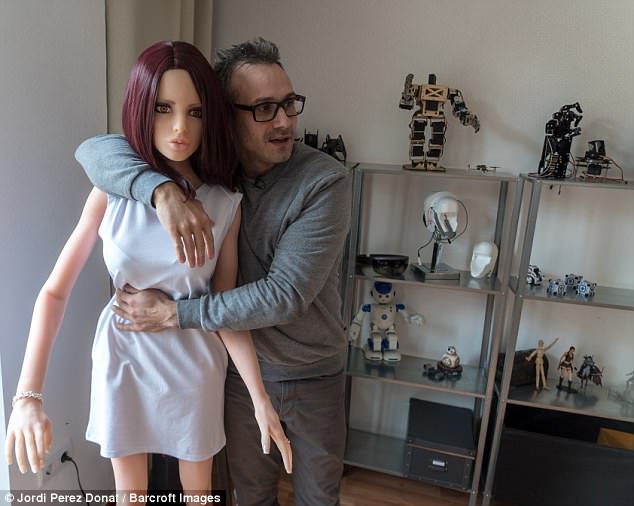 Samantha sex doll with Inventor Dr Sergi Santos. Photo Jordi