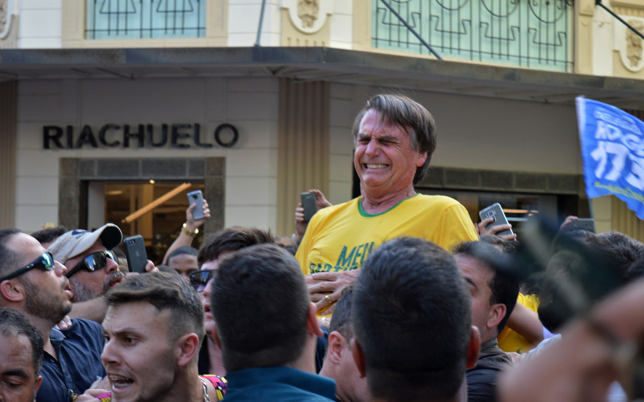 Image result for Assailant stabs Brazilian presidential front-runner, Bolsonaro at rally