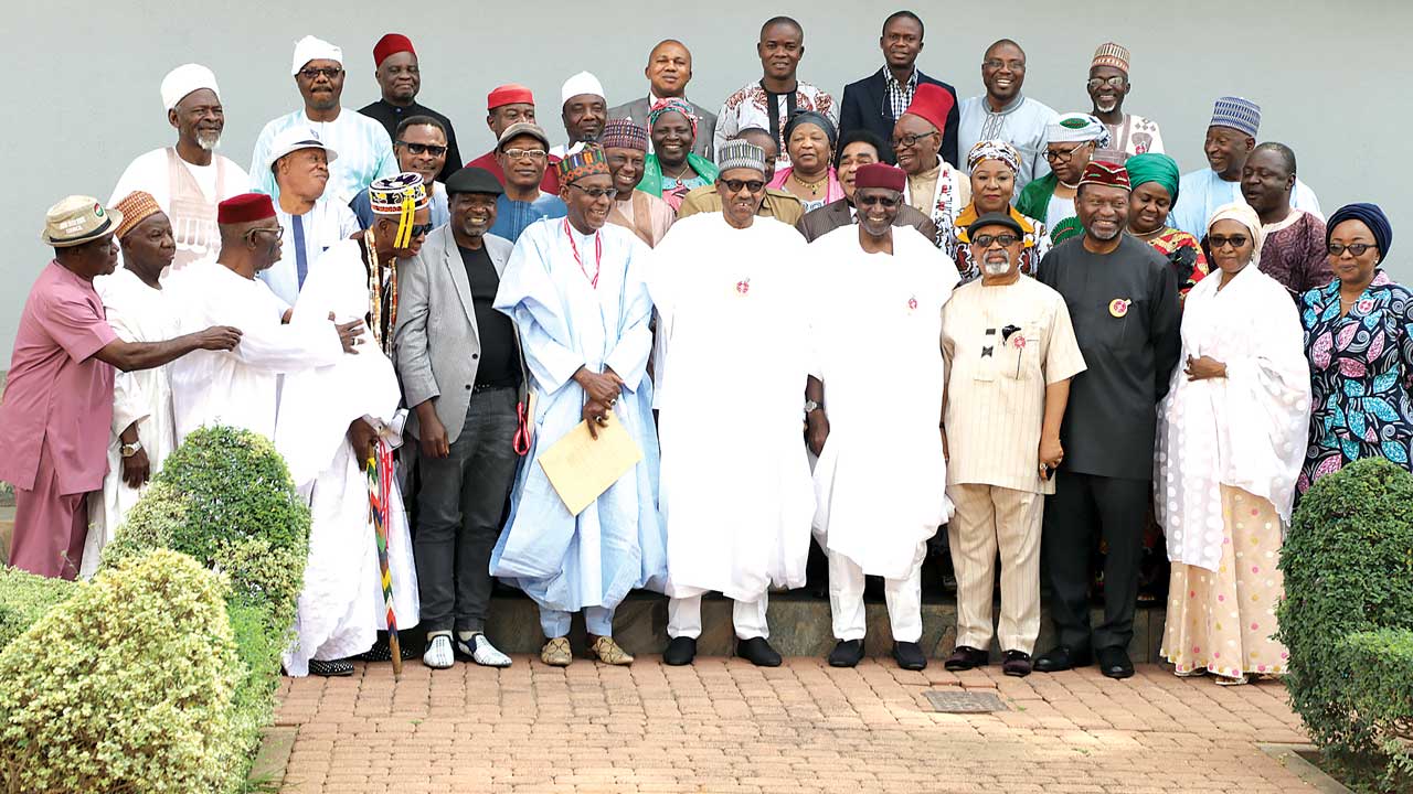 Image result for President Buhari meets pensioners in Abuja