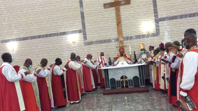Primate Ndukuba and Bishops dedicating the Cathedral Altar Ndukuba enjoins members to consecrate their lives to God at dedication | The Guardian Nigeria News
