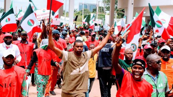 NLC and TUC led, during a protest against Subsidy removal and other issues .