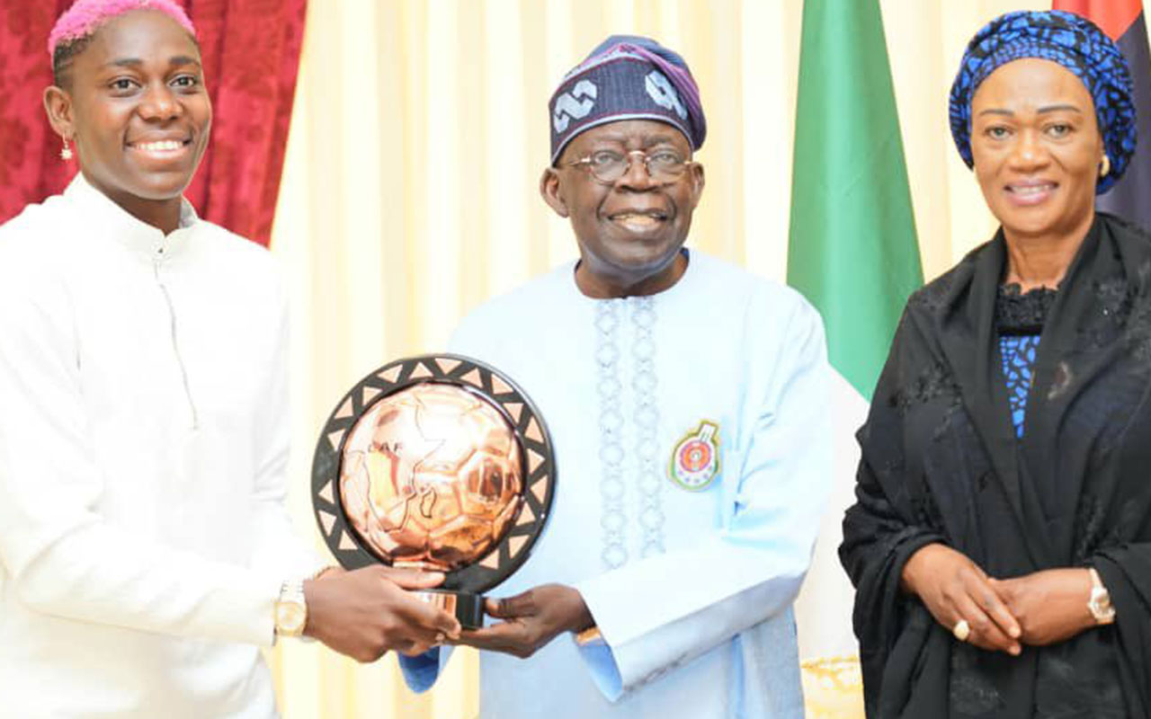 Oshoala presents CAF award to President Tinubu, First Lady | The Guardian Nigeria News - Nigeria and World News — Sport — The Guardian Nigeria News – Nigeria and World News