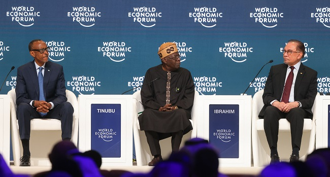 President Bola Tinubu (middle) at the World Economic Forum in Saudi Arabia