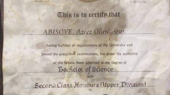 LASU certificate allegedly found at a suya spot