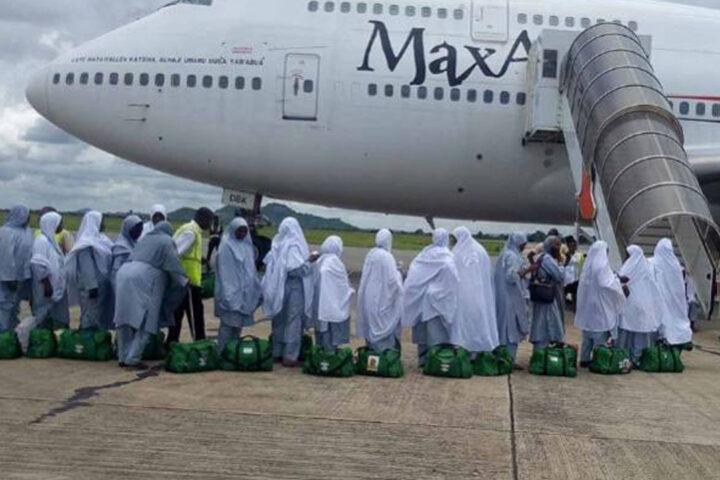 [FILE] Nigerian pilgrims get set to board a Hajj-bound plane. The VP of the NYCN has expressed strong support for NAHCON, urging Nigerians to recognise the Commission's efforts in organising the Hajj pilgrimage for Nigerian Muslims.