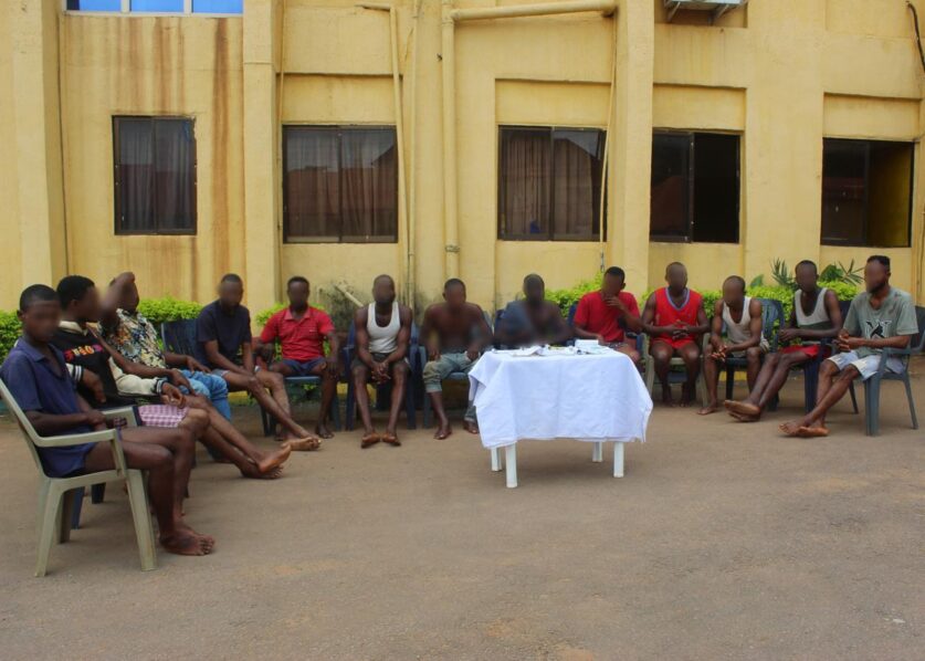 The Nigeria Police Force (NPF) parade the 20 suspects arrested following their crackdown on illegal revenue touts