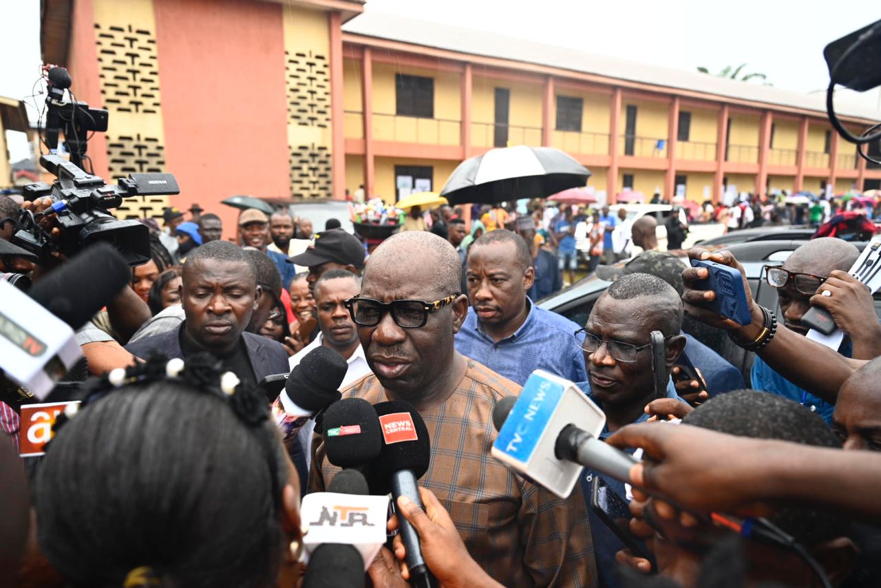 Edo State Governor Mr. Godwin Obaseki on Saturday commended the enthusiasm of electorates to cast their votes despite the heavy rain