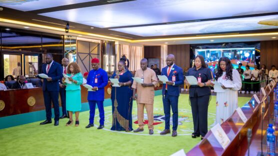 Enugu State Governor, Peter Mbah, on Monday, swore in the 17 newly elected local government chairmen and their deputies