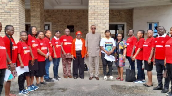 FUTO DVC (Academics) Prof. Emmanuel Esenwah (m) in a group photograph with the Alliances for Africa (AfA) team and members of the Institution of Women, Gender, and Development Studies (IWOGDS) of the university at the one-day in-house sensitization campaign against sexual harassment held at the institution over the weekend