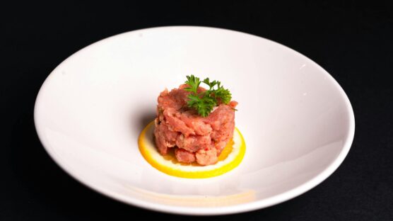 Steak tartare served on a plate