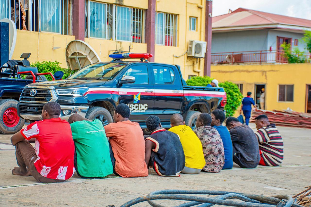 The NSCDC parades nine individuals for vandalism in Abuja 