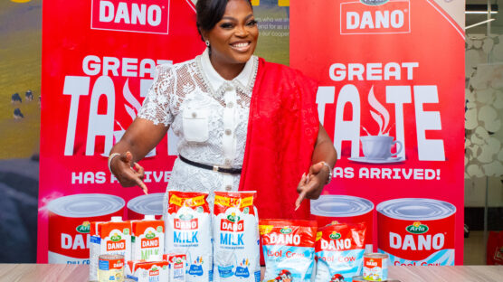 Funke Akindele and Dano products at the unveiling of Funke Akindele as Brand Ambassador for Dano