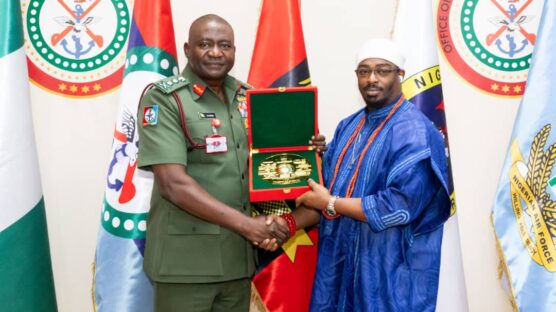 The Chief of Defence Staff (CDS), General Christopher Gwabin Musa, and the Dein of Agbor Kingdom, His Royal Highness, Dein Keagborekuzi Benjamin Gbenoba I