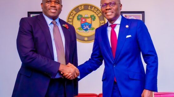 Lagos State Governor, Mr. Babajide Sanwo-Olu, on Monday, received the United Kingdom's Foreign Secretary, Mr. David Lammy, in a courtesy call at the State House in Marina