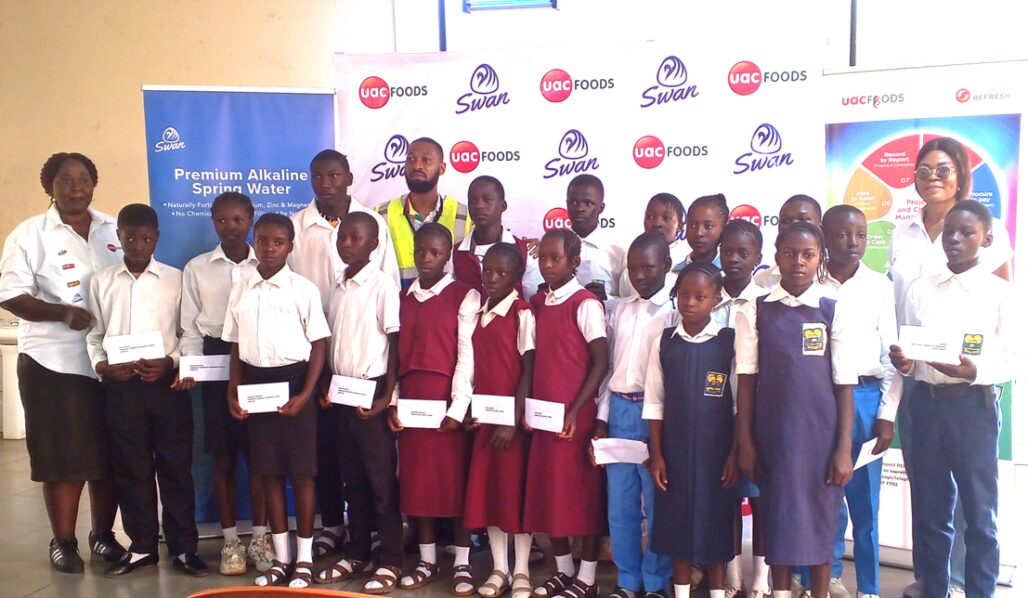 Scholarship recipients with the Chairman Community Relations Committee, Kerang Development Association Chairman, and UAC Foods Limited’s Staff.