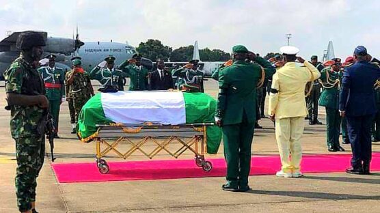 The remains of the late Chief of Army Staff, Lieutenant General Taoreed Abiodun Lagbaja, have arrived in Abuja in preparation for his final interment