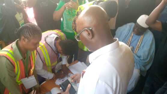 Governor of Ondo State Lucy Aiyedatiwa arrived his polling unit at ward 10 unit 5