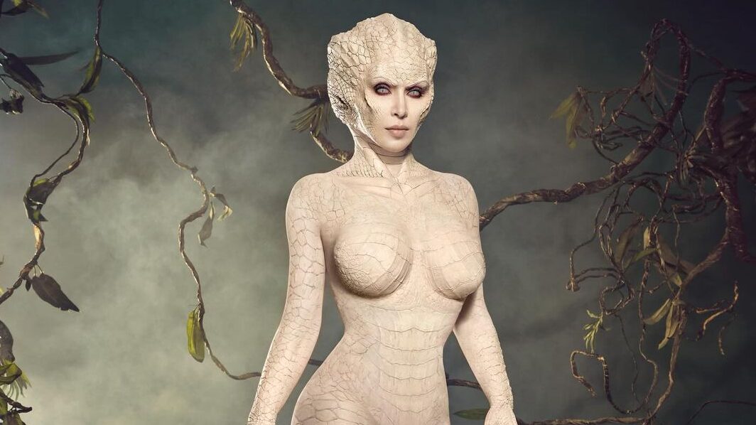 Kim Kardashian Albino Alligator Halloween Outfit