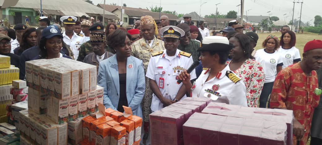 From left: Rivers State Commissioner for Health, Adaeze Oreh, and the Naval Officers.