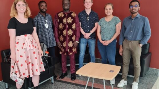 Engr. Frank Efe Erukainure (third from left) during a photo session with other recipients of the 2023 ICTAS Doctoral Scholars Fellowship after a meeting held at the ICTAS building in Kelly Hall, Virginia Tech, Blacksburg, USA.