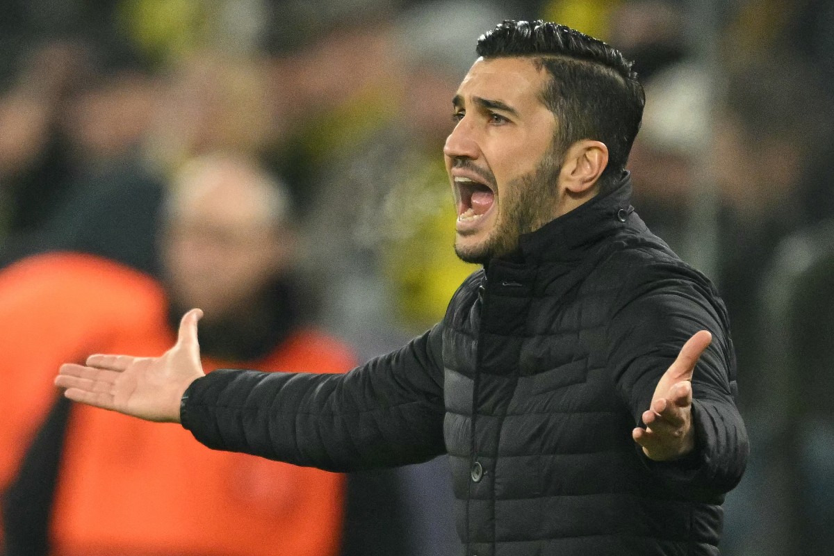 (FILES) Dortmund's Turkish headcoach Nuri Sahin reacts from the sidelines during the UEFA Champions League football match BVB Borussia Dortmund vs SK Sturm Graz in Dortmund, western Germany on November 5, 2024. Borussia Dortmund have fired struggling head coach Nuri Sahin one day after their 2-1 Champions League loss at Bologna, saying on January 22, 2025 they "lost faith" in the young manager. (Photo by INA FASSBENDER / AFP)