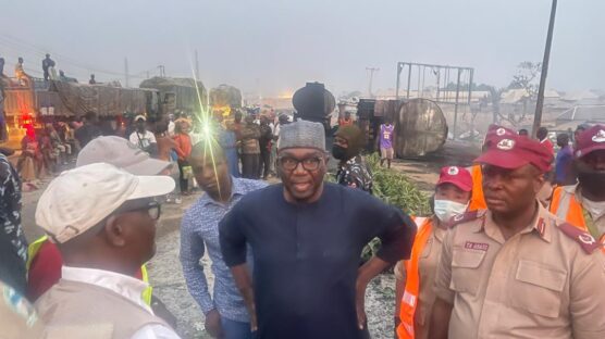 NGF Chairman Abdulrahman Abdulrazaq visits Niger State, offering condolences to Governor Umar Bago and victims of the tragic tanker explosion.