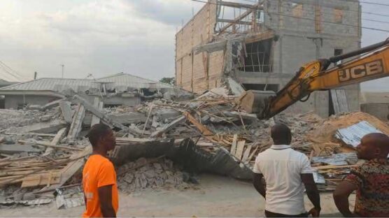 A three-storey building under construction at Aboga along the Igwuruta-Etche road in Ikwerre Local Government Area of Rivers State collapsed on Saturday