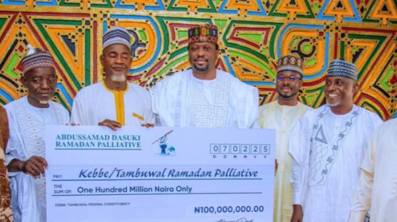 House of Representatives member Abdussamad Dasuki has donated N100 million for Ramadan palliatives in Kebbe/Tambuwal Federal Constituency, Sokoto State, to support the local Muslim community during the Holy Month.